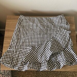 Black and White Gingham Ruffle Mini Skirt